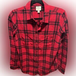 St. John’s Bay, red and black flannel, button-down shirt size medium NWT